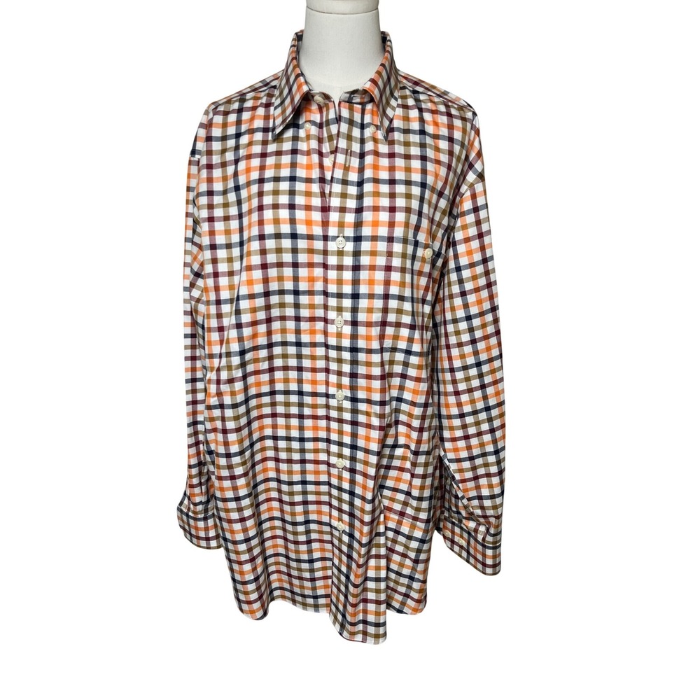 Orvis Plaid Button Down Shirt Wrinkle Free Cotton Long Sleeve Large L
